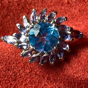 Blue Sun Sterling Silver 925 Ring 9 Costume Jewelry